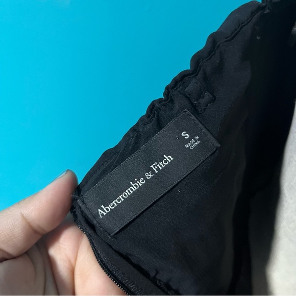 Abercrombie & Fitch S Black Satin Ruched Side Slit Midi Dress - Picture 5 of 5